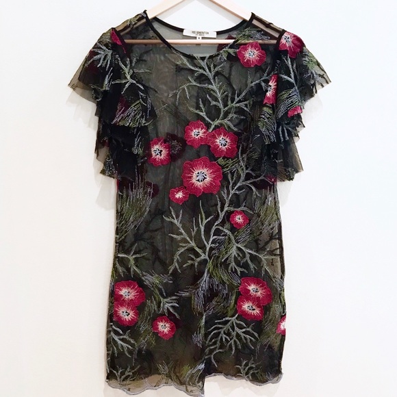Floral Sheer Free Generation Embroidered Dress - Picture 1 of 8